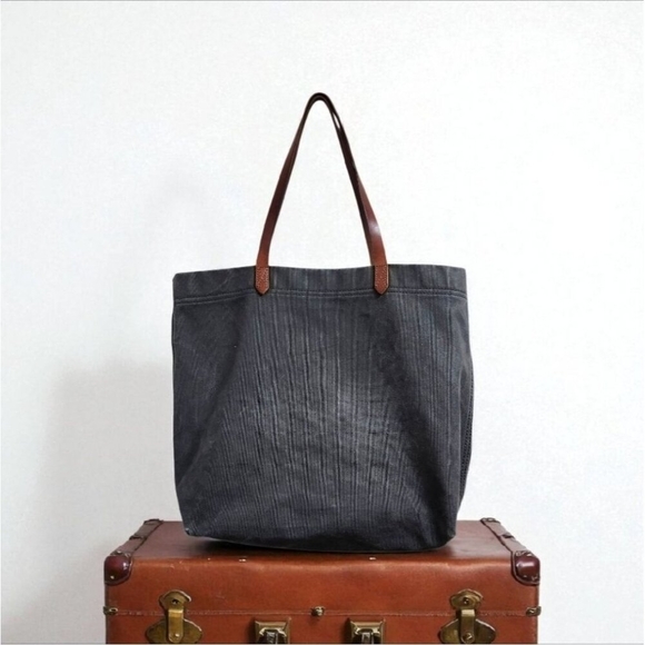 Madewell Gray Tote Bag with Leather Handles - Picture 13 of 14
